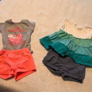 Baby Outfit Set with Gray Onesie and Green Dress